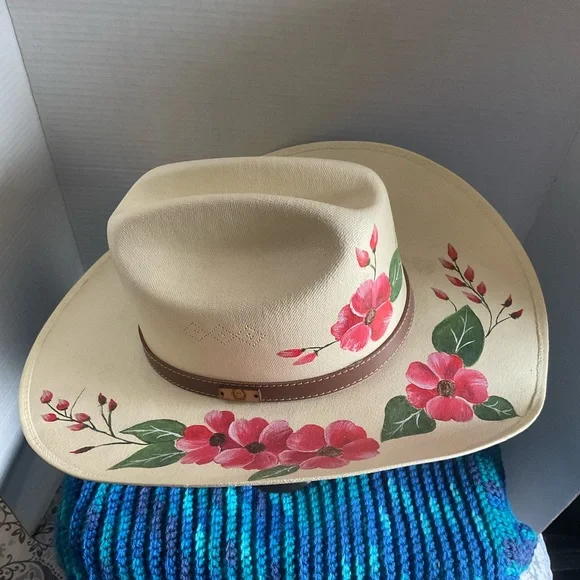 Floral Cream Cowboy Hat - Picture 2 of 8